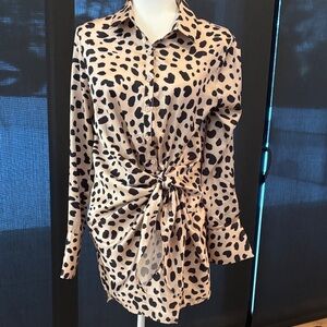 Leopard Print Button-Up Shirt Dress